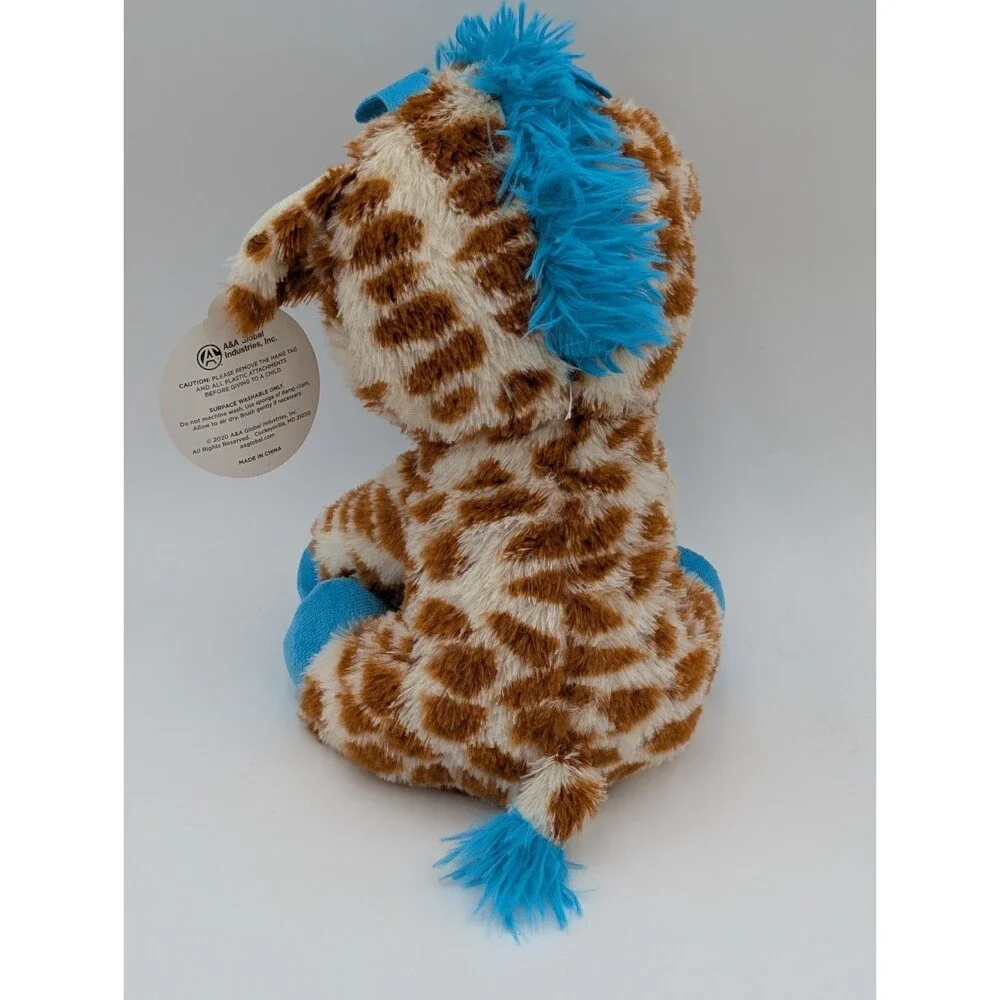 A Global Giraffe Plush Blue Accents Stuffed Animal 10” Cute Kawaii 2020 Toy